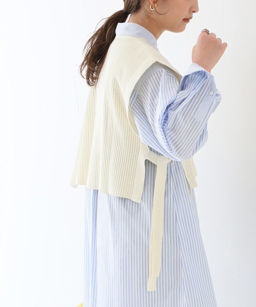 SLOBE IENA(スローブイエナ)の「コットンリネンサイドリボンジレ【手洗い可能】◆(ベスト・レディース・ナチュラル/ネイビー/スカイブルー・FREE)」の9枚目の写真