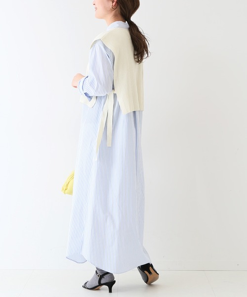 SLOBE IENA(スローブイエナ)の「コットンリネンサイドリボンジレ【手洗い可能】◆(ベスト・レディース・ナチュラル/ネイビー/スカイブルー・FREE)」の6枚目の写真