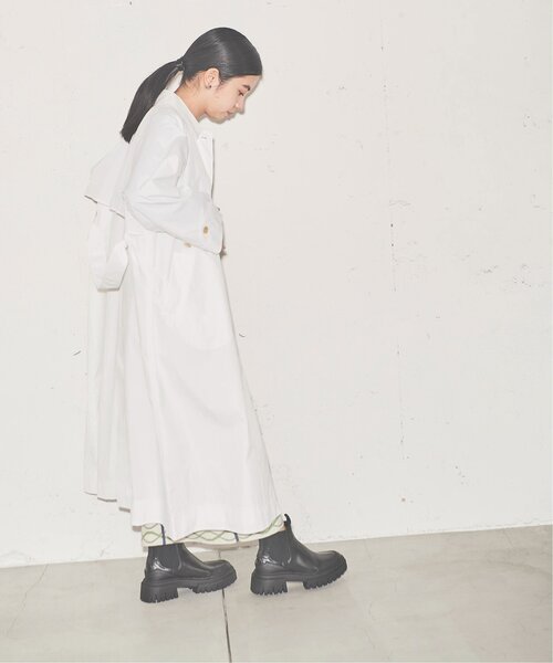 RAY CASSIN（レイカズン）の「ナイロンロングコート（ステンカラーコート・レディース・ベージュ/オフホワイト・FREE）」の7枚目の写真