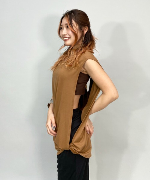 EGOIST(エゴイスト)の「EGOIST/エゴイスト 水陸両用ルーズシルエットフィットネスタンクトップ/無地ブラトップ付き/2点セット 24828(タンクトップ・レディース・ブラック/パープル/ブラウン・11号/9号)」の12枚目の写真