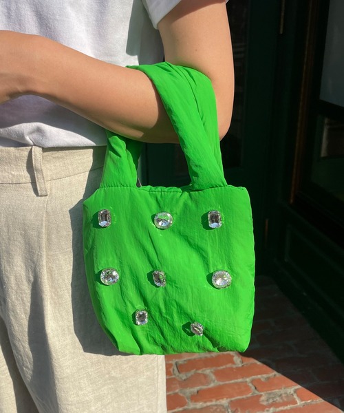 SHENERY（シーナリー）の「ビジューバッグ（トートバッグ・レディース・ブラック/ピンク/グリーン・FREE）」の2枚目の写真