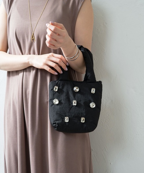 SHENERY（シーナリー）の「ビジューバッグ（トートバッグ・レディース・ブラック/ピンク/グリーン・FREE）」の4枚目の写真