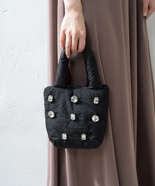 SHENERY（シーナリー）の「ビジューバッグ（トートバッグ・レディース・ブラック/ピンク/グリーン・FREE）」の6枚目の写真