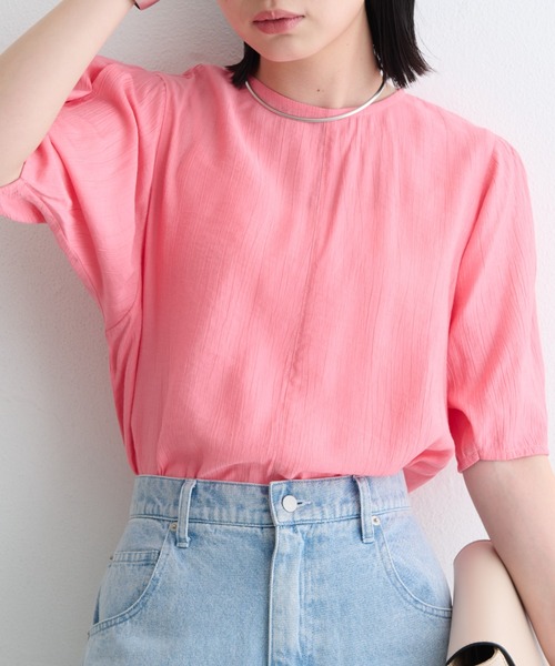 Aunt Marie's(アントマリーズ)の「楊柳袖タックブラウス(シャツ/ブラウス・レディース・ピンク/ブラック/ホワイト/グリーン/ライトパープル・FREE)」の5枚目の写真