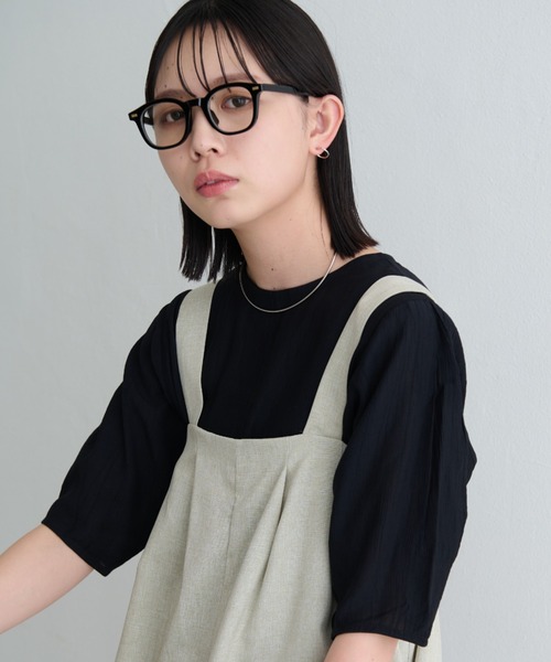 Aunt Marie's(アントマリーズ)の「楊柳袖タックブラウス(シャツ/ブラウス・レディース・ピンク/ブラック/ホワイト/グリーン/ライトパープル・FREE)」の2枚目の写真