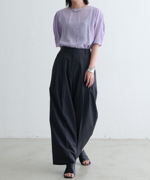 Aunt Marie's(アントマリーズ)の「楊柳袖タックブラウス(シャツ/ブラウス・レディース・ピンク/ブラック/ホワイト/グリーン/ライトパープル・FREE)」の22枚目の写真