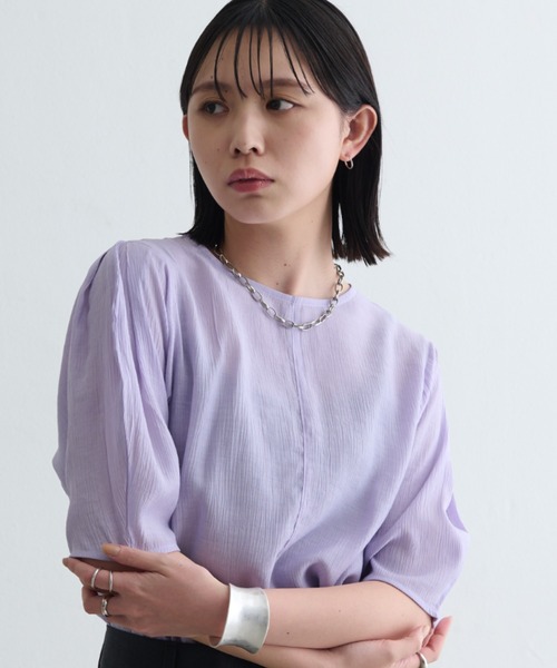 Aunt Marie's(アントマリーズ)の「楊柳袖タックブラウス(シャツ/ブラウス・レディース・ピンク/ブラック/ホワイト/グリーン/ライトパープル・FREE)」の15枚目の写真