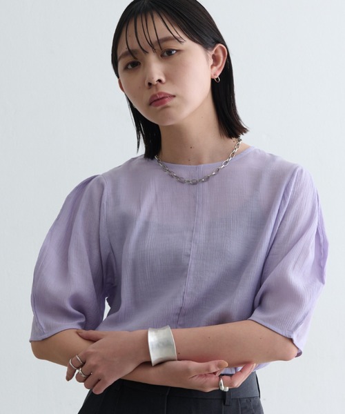 Aunt Marie's(アントマリーズ)の「楊柳袖タックブラウス(シャツ/ブラウス・レディース・ピンク/ブラック/ホワイト/グリーン/ライトパープル・FREE)」の21枚目の写真