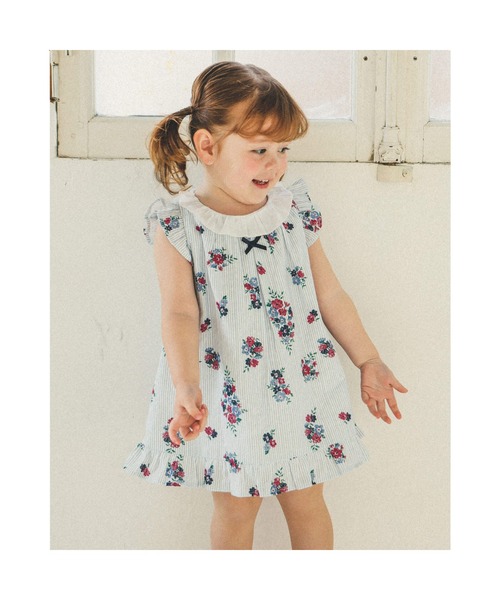 Bebe シアーストライプ フラワープリントコットンワンピースベビー 80 90cm ワンピース Bebe ベベ のファッション通販 Zozotown