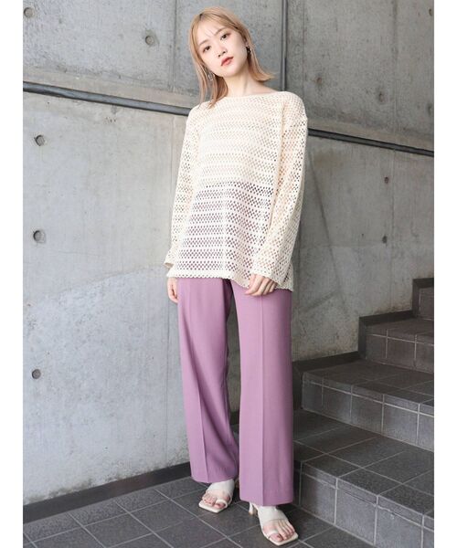 MURUA(ムルーア)の「オーバーメッシュトップス(Tシャツ/カットソー・レディース・ブラック/アイボリー・FREE)」の4枚目の写真