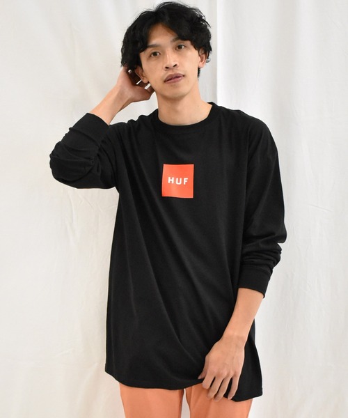 HUF(ハフ)の「<HUF/ハフ>スクエアロゴ長袖Tシャツ(Tシャツ/カットソー・メンズ・ホワイト/ブラック/グレー・M/L/XL)」の2枚目の写真
