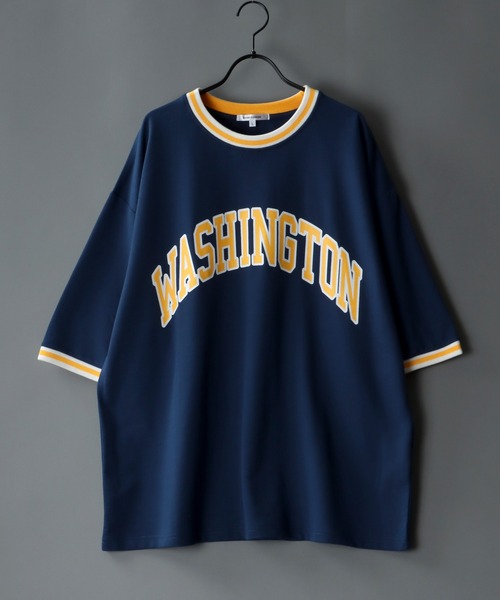 SITRY(シトリー)の「wide silhouette college print sweatT-shirt/ワイドシルエット カレッジプリント スウェット リンガーTシャツ(Tシャツ/カットソー・メンズ・チャコールグレー/アッシュグレー/ブラック/ネイビー/オフホワイト/グリーン・M/L)」の6枚目の写真