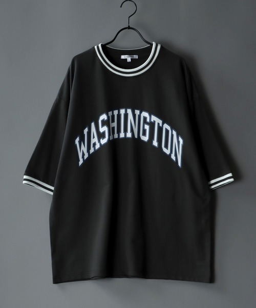 SITRY(シトリー)の「wide silhouette college print sweatT-shirt/ワイドシルエット カレッジプリント スウェット リンガーTシャツ(Tシャツ/カットソー・メンズ・チャコールグレー/アッシュグレー/ブラック/ネイビー/オフホワイト/グリーン・M/L)」の3枚目の写真