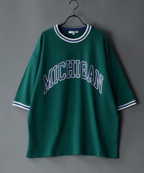 SITRY(シトリー)の「wide silhouette college print sweatT-shirt/ワイドシルエット カレッジプリント スウェット リンガーTシャツ(Tシャツ/カットソー・メンズ・チャコールグレー/アッシュグレー/ブラック/ネイビー/オフホワイト/グリーン・M/L)」の5枚目の写真