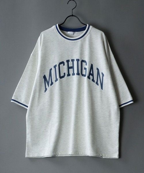SITRY(シトリー)の「wide silhouette college print sweatT-shirt/ワイドシルエット カレッジプリント スウェット リンガーTシャツ(Tシャツ/カットソー・メンズ・チャコールグレー/アッシュグレー/ブラック/ネイビー/オフホワイト/グリーン・M/L)」の4枚目の写真