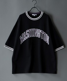 wide silhouette college print sweatT-shirt/ワイドシルエット カレッジプリント スウェット リンガーTシャツ