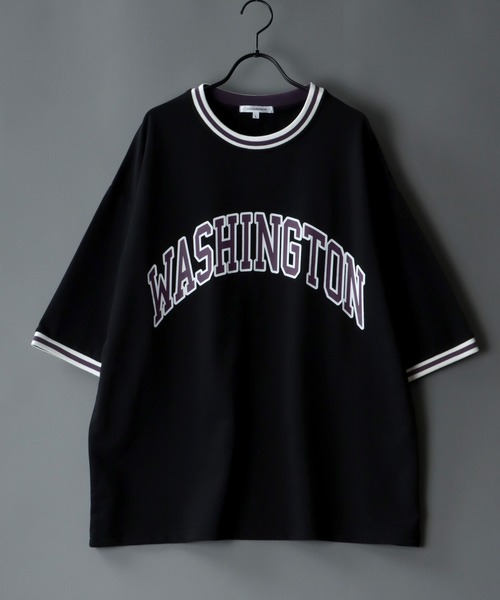 SITRY(シトリー)の「wide silhouette college print sweatT-shirt/ワイドシルエット カレッジプリント スウェット リンガーTシャツ(Tシャツ/カットソー・メンズ・チャコールグレー/アッシュグレー/ブラック/ネイビー/オフホワイト/グリーン・M/L)」の1枚目の写真