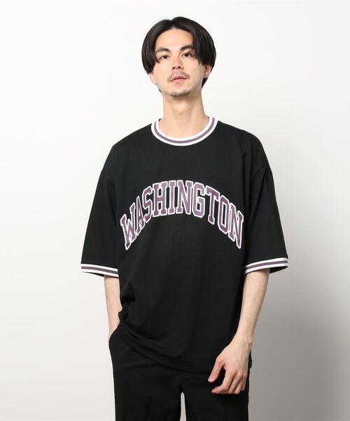SITRY(シトリー)の「wide silhouette college print sweatT-shirt/ワイドシルエット カレッジプリント スウェット リンガーTシャツ(Tシャツ/カットソー・メンズ・チャコールグレー/アッシュグレー/ブラック/ネイビー/オフホワイト/グリーン・M/L)」の13枚目の写真