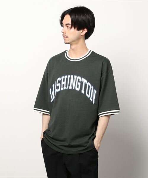 SITRY(シトリー)の「wide silhouette college print sweatT-shirt/ワイドシルエット カレッジプリント スウェット リンガーTシャツ(Tシャツ/カットソー・メンズ・チャコールグレー/アッシュグレー/ブラック/ネイビー/オフホワイト/グリーン・M/L)」の12枚目の写真