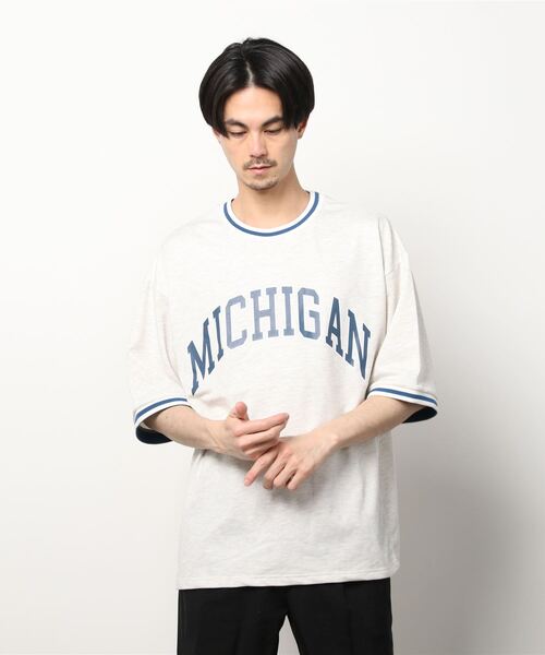 SITRY(シトリー)の「wide silhouette college print sweatT-shirt/ワイドシルエット カレッジプリント スウェット リンガーTシャツ(Tシャツ/カットソー・メンズ・チャコールグレー/アッシュグレー/ブラック/ネイビー/オフホワイト/グリーン・M/L)」の11枚目の写真