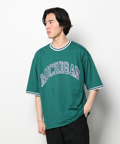 SITRY(シトリー)の「wide silhouette college print sweatT-shirt/ワイドシルエット カレッジプリント スウェット リンガーTシャツ(Tシャツ/カットソー・メンズ・チャコールグレー/アッシュグレー/ブラック/ネイビー/オフホワイト/グリーン・M/L)」の10枚目の写真