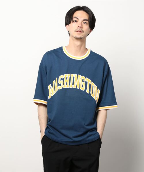 SITRY(シトリー)の「wide silhouette college print sweatT-shirt/ワイドシルエット カレッジプリント スウェット リンガーTシャツ(Tシャツ/カットソー・メンズ・チャコールグレー/アッシュグレー/ブラック/ネイビー/オフホワイト/グリーン・M/L)」の9枚目の写真