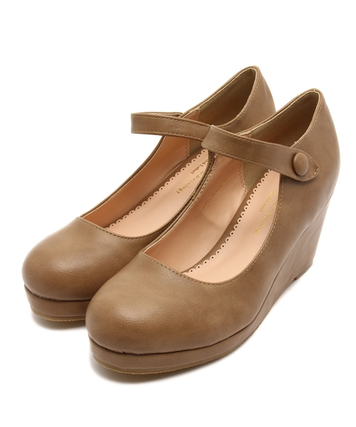 earth music&ecology（アースミュージックアンドエコロジー）の「ストラップウエッジシューズ（パンプス・レディース・ブラック/ミント/ライトピンク/ライトイエロー/キャメル・24.5cm/24cm/23cm/23.5cm/22.5cm）」の4枚目の写真