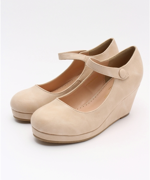 earth music&ecology（アースミュージックアンドエコロジー）の「ストラップウエッジシューズ（パンプス・レディース・ブラック/ミント/ライトピンク/ライトイエロー/キャメル・24.5cm/24cm/23cm/23.5cm/22.5cm）」の5枚目の写真