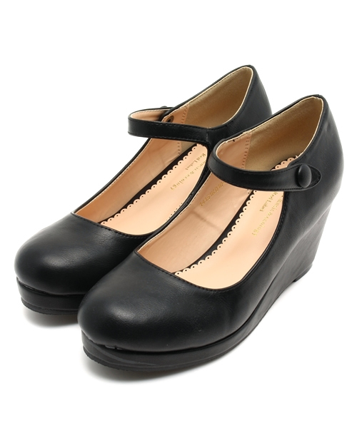 earth music&ecology（アースミュージックアンドエコロジー）の「ストラップウエッジシューズ（パンプス・レディース・ブラック/ミント/ライトピンク/ライトイエロー/キャメル・24.5cm/24cm/23cm/23.5cm/22.5cm）」の2枚目の写真