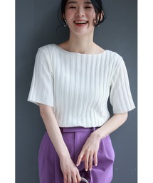 二の腕まで隠れる丈 上半身スッキリ サマーニットトップス
