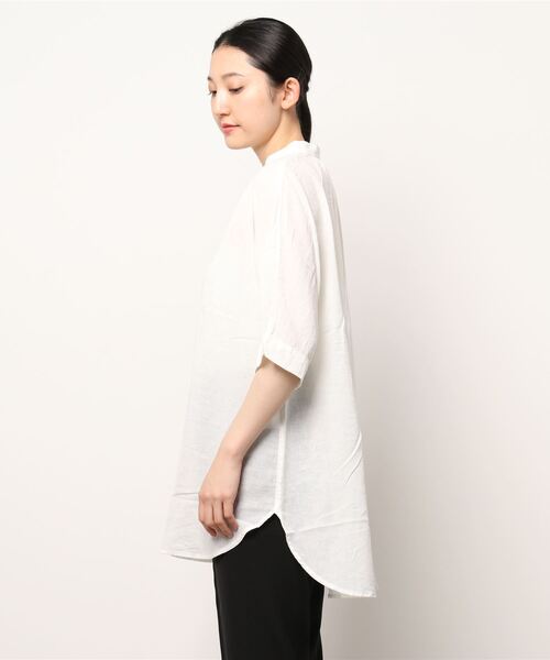 Samansa Mos2（サマンサ モスモス）の「製品染めギャザーチュニックブラウス（シャツ/ブラウス・レディース・ブラック/ベージュ/オフホワイト/ミント・ﾌﾘ-）」の5枚目の写真