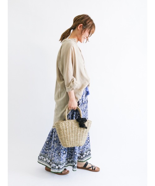 Samansa Mos2（サマンサ モスモス）の「製品染めギャザーチュニックブラウス（シャツ/ブラウス・レディース・ブラック/ベージュ/オフホワイト/ミント・ﾌﾘ-）」の15枚目の写真