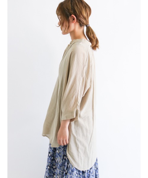 Samansa Mos2（サマンサ モスモス）の「製品染めギャザーチュニックブラウス（シャツ/ブラウス・レディース・ブラック/ベージュ/オフホワイト/ミント・ﾌﾘ-）」の13枚目の写真