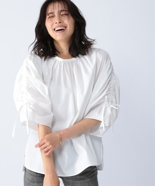 BARNYARDSTORM（バンヤードストーム）の「BARNYARDSTORM / バックギャザーブラウス（シャツ/ブラウス・レディース・ホワイト/カーキ/ネイビー・1/0）」の12枚目の写真