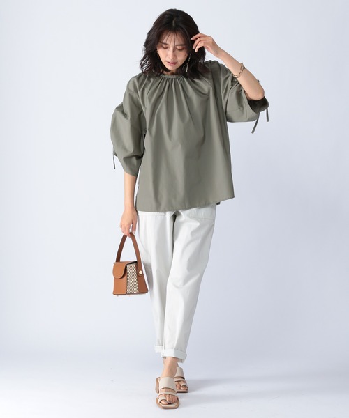 BARNYARDSTORM（バンヤードストーム）の「BARNYARDSTORM / バックギャザーブラウス（シャツ/ブラウス・レディース・ホワイト/カーキ/ネイビー・1/0）」の6枚目の写真