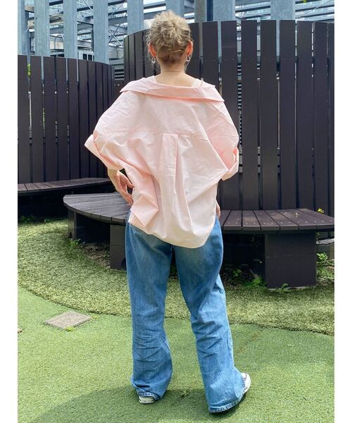 Ungrid（アングリッド）の「ビッグハーフスリーブシャツ（シャツ/ブラウス・レディース・オフホワイト/ピンク/オレンジ/イエロー・FREE）」の8枚目の写真