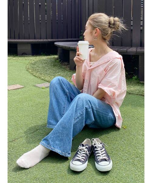 Ungrid（アングリッド）の「ビッグハーフスリーブシャツ（シャツ/ブラウス・レディース・オフホワイト/ピンク/オレンジ/イエロー・FREE）」の13枚目の写真