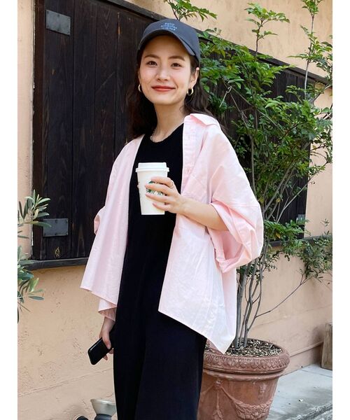 Ungrid（アングリッド）の「ビッグハーフスリーブシャツ（シャツ/ブラウス・レディース・オフホワイト/ピンク/オレンジ/イエロー・FREE）」の7枚目の写真