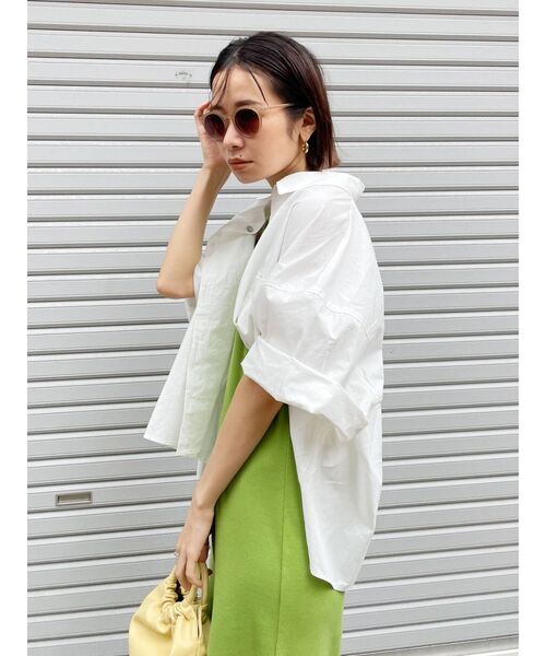 Ungrid（アングリッド）の「ビッグハーフスリーブシャツ（シャツ/ブラウス・レディース・オフホワイト/ピンク/オレンジ/イエロー・FREE）」の6枚目の写真