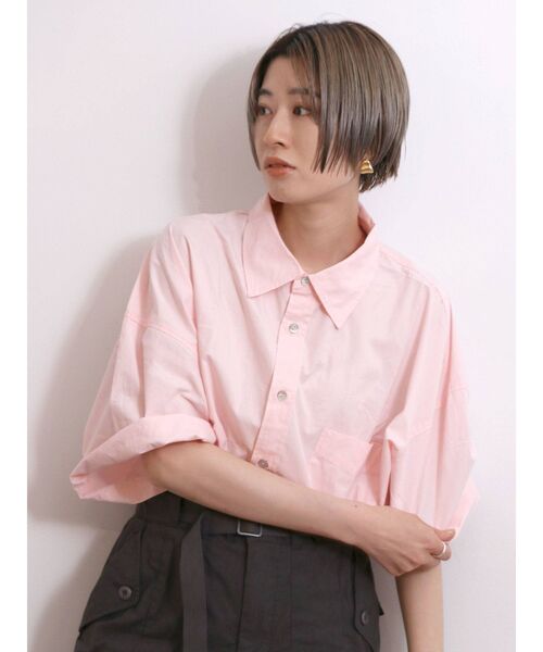 Ungrid（アングリッド）の「ビッグハーフスリーブシャツ（シャツ/ブラウス・レディース・オフホワイト/ピンク/オレンジ/イエロー・FREE）」の22枚目の写真