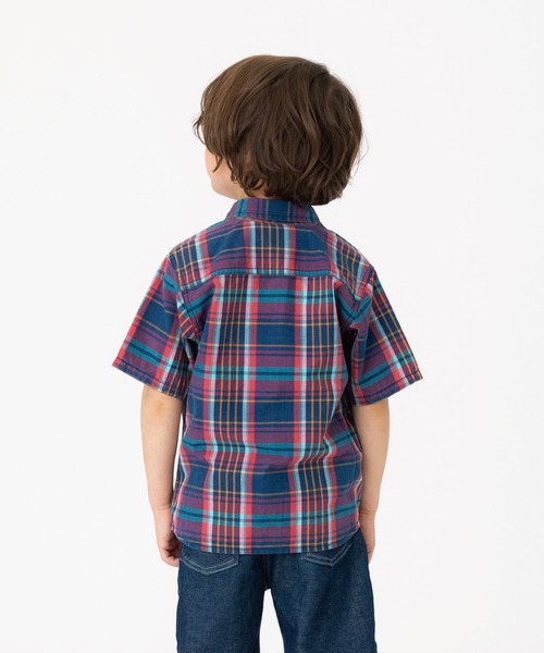 RUGGEDWORKS(ラゲッドワークス)の「【お揃い可能】 マドラスチェック半袖開襟シャツ(シャツ/ブラウス・キッズ・オレンジ/ブルー・90/100/110/120/130/140/150)」の9枚目の写真