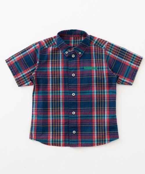 RUGGEDWORKS(ラゲッドワークス)の「【お揃い可能】 マドラスチェック半袖開襟シャツ(シャツ/ブラウス・キッズ・オレンジ/ブルー・90/100/110/120/130/140/150)」の3枚目の写真