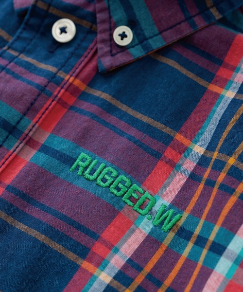 RUGGEDWORKS(ラゲッドワークス)の「【お揃い可能】 マドラスチェック半袖開襟シャツ(シャツ/ブラウス・キッズ・オレンジ/ブルー・90/100/110/120/130/140/150)」の5枚目の写真
