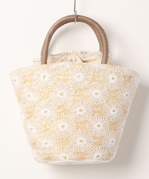 LBC(エルビーシー)の「レース包みカゴバッグ(かごバッグ・レディース・ホワイト/ネイビー・FREE)」の8枚目の写真