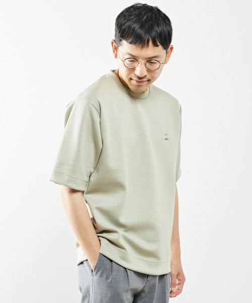 MEN'S MELROSE(メンズメルローズ)の「ライトダンボールワンポイント刺繍Tee(Tシャツ/カットソー・メンズ・ミント/ホワイト/ピンク/グレイッシュベージュ・4/3)」の1枚目の写真