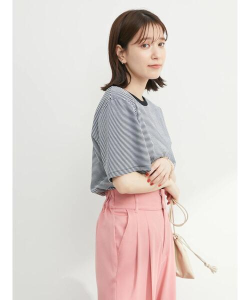 Petit fleur（プチフルール）の「・Petit Fleur ピンボーダーTシャツ（Tシャツ/カットソー・レディース・ピンク/イエロー/グリーン/ブラック・FREE）」の20枚目の写真