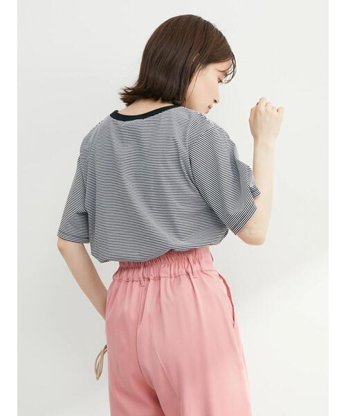 Petit fleur（プチフルール）の「・Petit Fleur ピンボーダーTシャツ（Tシャツ/カットソー・レディース・ピンク/イエロー/グリーン/ブラック・FREE）」の11枚目の写真