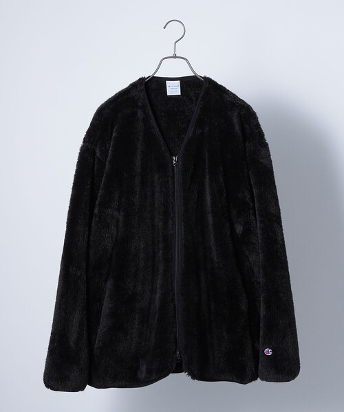 Champion（チャンピオン）の「【SHIPS any別注】Champion: ユニセックス オーバーサイズ シェルパフリース ボア ノーカラー ジップ ジャケット 22FW◇（ブルゾン・メンズ・ネイビー/ベージュ/ブラック・SMALL/MEDIUM/LARGE）」の4枚目の写真