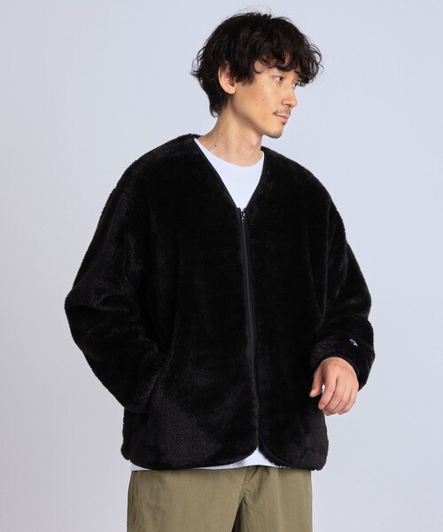 Champion（チャンピオン）の「【SHIPS any別注】Champion: ユニセックス オーバーサイズ シェルパフリース ボア ノーカラー ジップ ジャケット 22FW◇（ブルゾン・メンズ・ネイビー/ベージュ/ブラック・SMALL/MEDIUM/LARGE）」の9枚目の写真