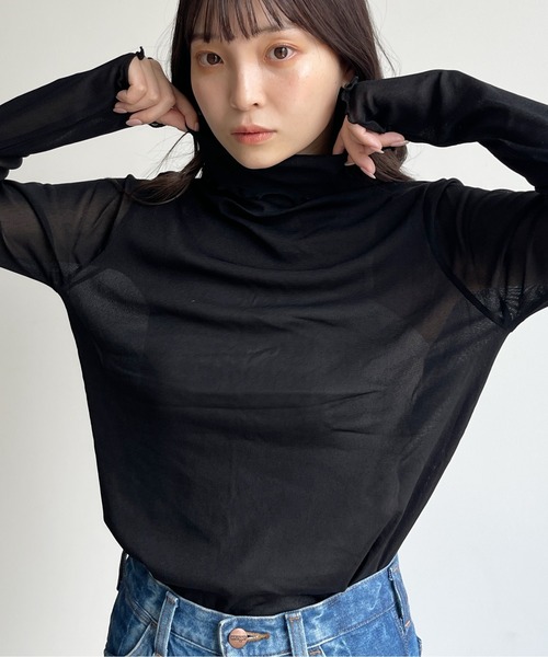 CPCM(シーピーシーエム)の「パワーネットインナーメロータートル(Tシャツ/カットソー・レディース・ブラック/ブラウン/イエロー/オレンジ/ナチュラル・FREE)」の1枚目の写真